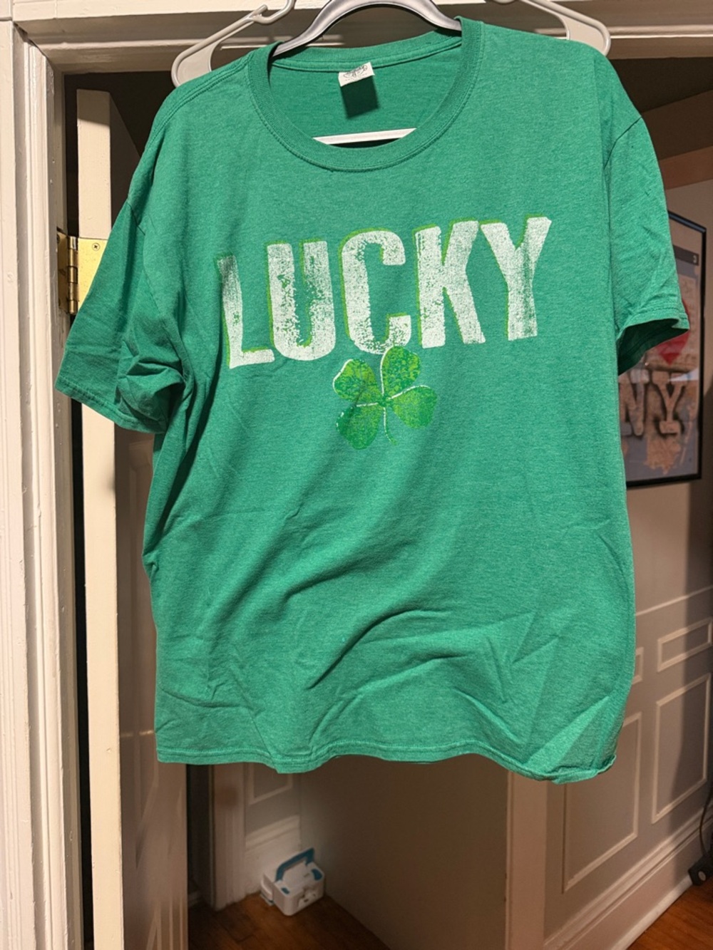 Lucky Brand Green Short Sleeve Tee with Shamrock Graphic